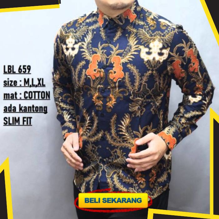 BAJU KEMEJA BATIK PRIA SLIMFIT LENGAN PANJANG MEWAH SLIM FIT D345