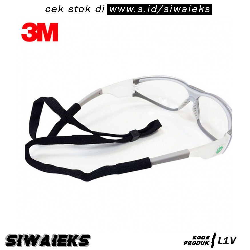 L1V 3M Kacamata Safety Googles Anti Fog Dust 3M11394 Transparent Grab Medan
