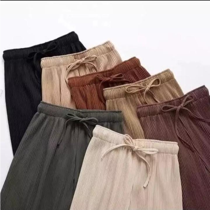 -Fashion Bawahan- KULOT TALI PANJANG WANITA PLISKET LIDI KECIL2 MAYUNG JUMBO