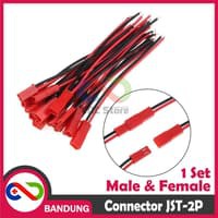 JST-2P JST CONNECTOR 2 PIN MALE FEMALE PAIR 10CM CABLE LIPO BATTERY KONEKTOR BATERAI