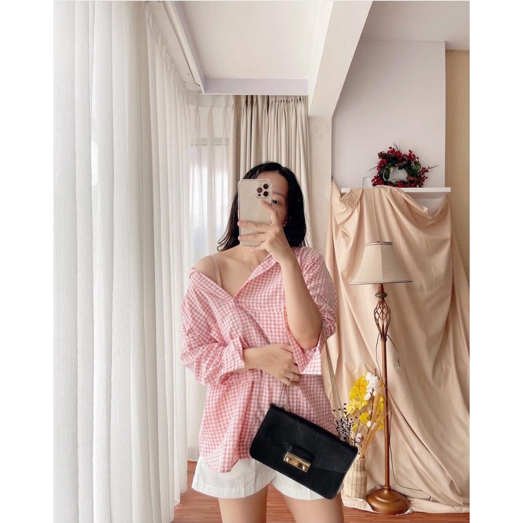 BEFAST - ZEC OOTD Wanita Kemeja JIA / Kemeja Oversize Pastel / Kemeja Lengan Panjang / Kemeja Motif