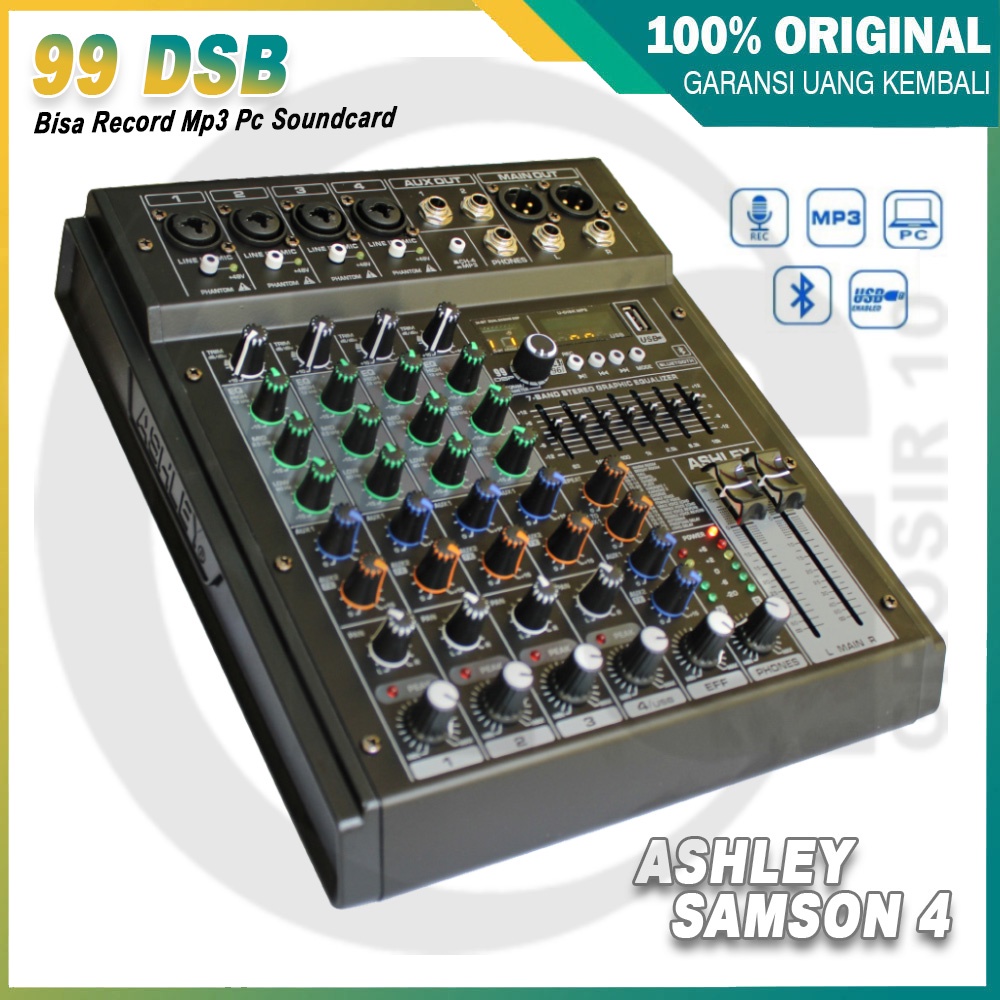 MIXER ASHLEY SAMSON 4 ORIGINAL 4 CHANNEL 24 Bit 99 Dsp Bisa Record Mp3 Pc Soundcard