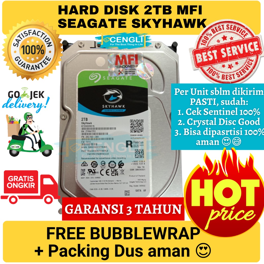 HDD SEAGATE 2TB MFI SKYHAWK GARANSI RESMI