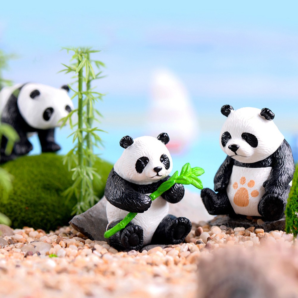 4pcs Miniatur Binatang Panda Lucu Untuk Ornamen Rumah Boneka Diy