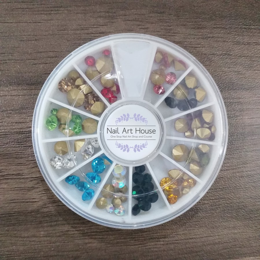 NAIL ART HOUSE Pointed Back Mix Size in Wheel