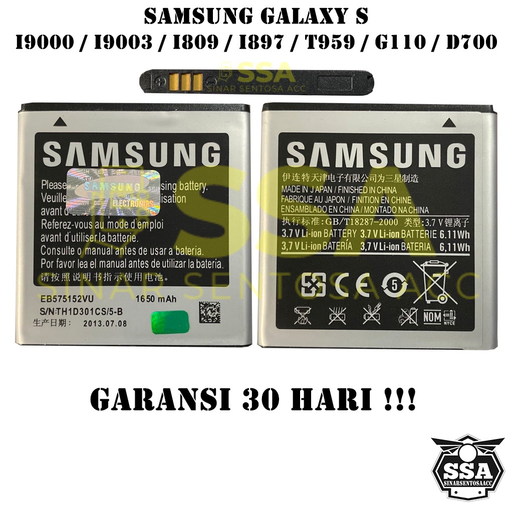 Baterai Original OEM Samsung Galaxy S I9000 I9003 I809 I897 T959 G110 D700 EB575152VU HP Ori Battery Batrai Batre Batu Batere GARANSI AWET MURAH