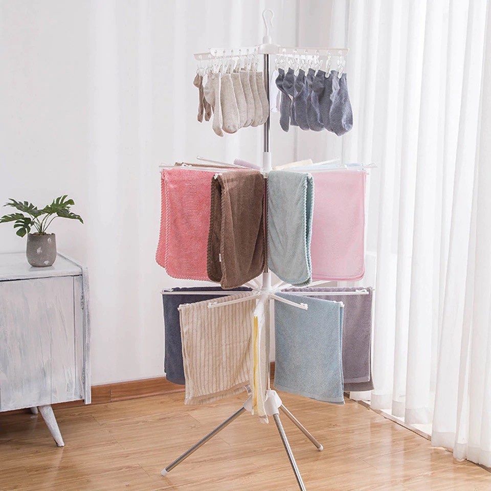 COD Jemuran Menara Lipat Jemuran Baju Model Menara Susun 3 TINGKAT Foldable Clothes Drying Airer Rak jemuran lipat /jemuran model menara warna putih