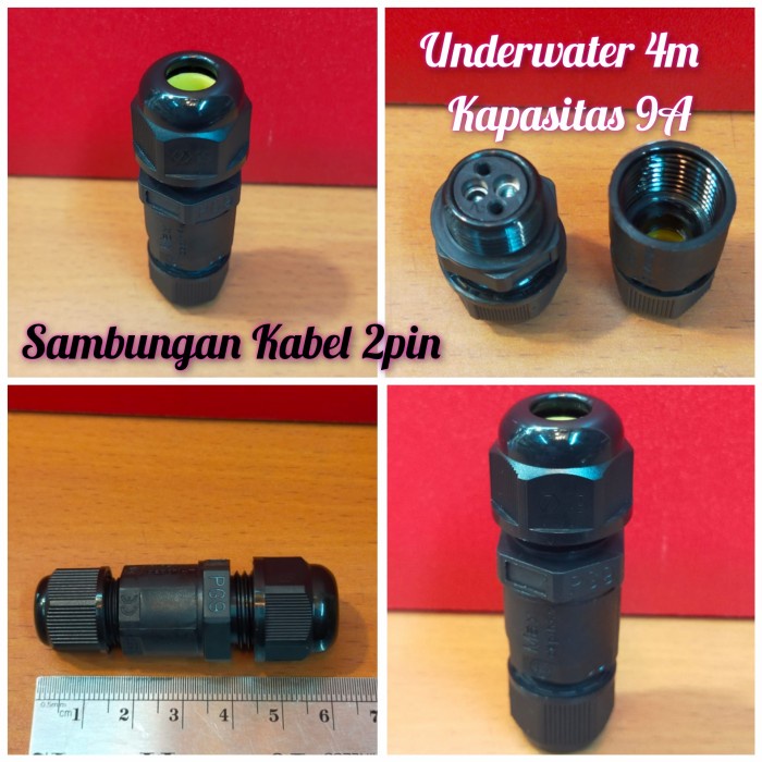 2 Pin IP Connector Waterproof Cable Wiring IP68 / Konektor Sambungan Kabel Tahan Air 2 Pin