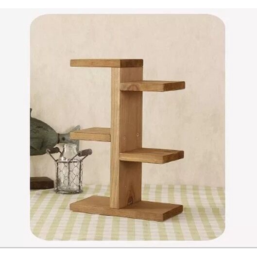 [BISA COD] Rak Pot Bunga Bonsai / Rak Gelas Hias / Rak Kayu Minimalis Pengias Ruang Kerja / dekorasi