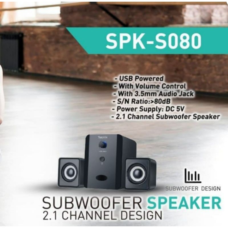 Speaker Subwoofer 2.1 Channel Design Tecnix SPK-S080