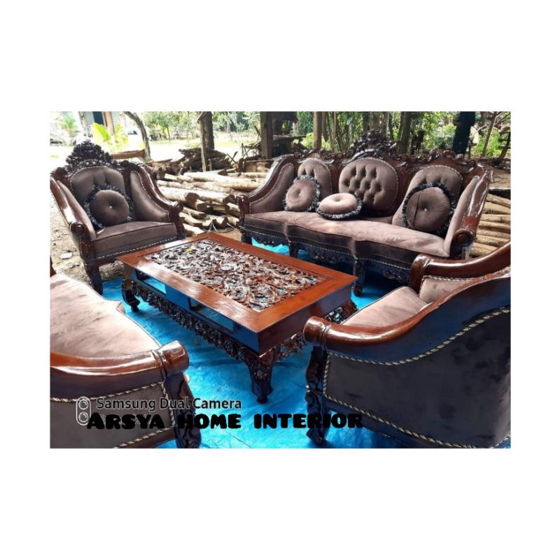 sofa tamu romawi jati