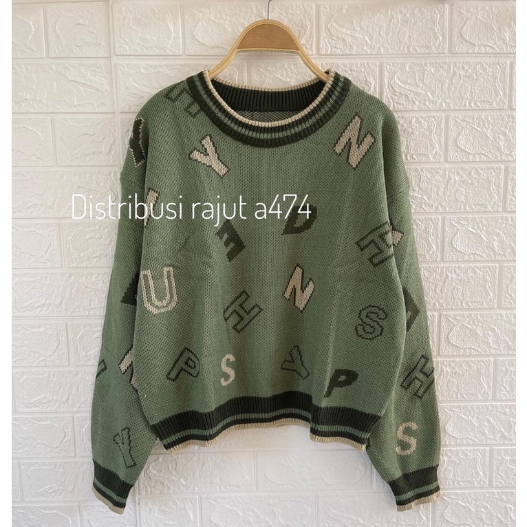 ABCD SWEATER KNITS MOTIF WANITA STREET STAYLE