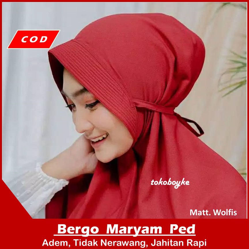 Hijab Bergo Maryam tali Pet Woolpeach - M