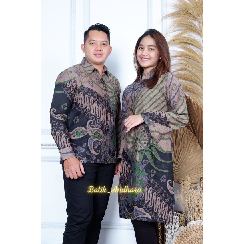 Batik Tunik Atasan Wanita Modern Premium Couple Kondangan / Baju Batik Wanita Kantor Modern Tunik Lengan Panjang Premium LUNA