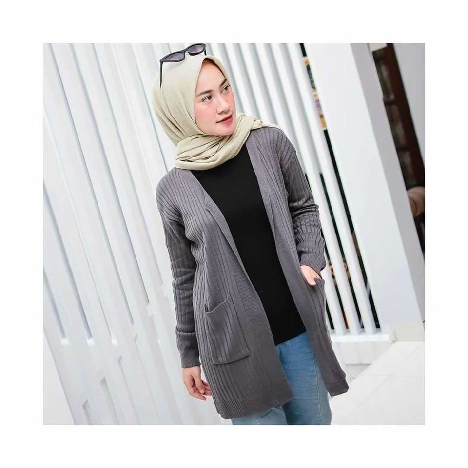 Outer Nakara Rajut Wanita - Long Outer Premium Halus Cardigan - Cardy Basic