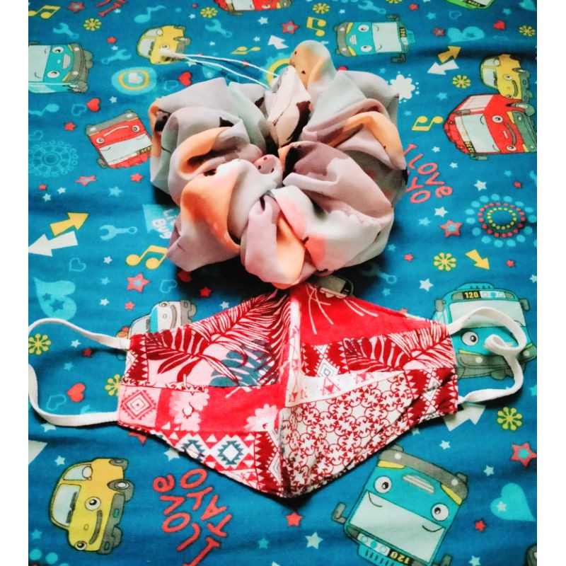 Scrunchie Hijab Plus Masker Preloved