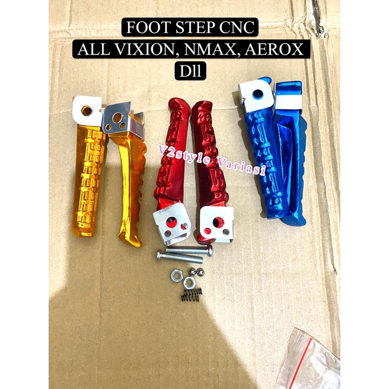 SET KANAN KIRI STEP BELAKANG VIXION NEW OLD PIJAKAN KAKI JAGUNG BELAKANG SET KANCING PER BAUT BOSHING PNP VIXION BARU LAMA VIXION NVL NVA MX LOKAL GOLD MERAH BIRU CHROME SILVER INJAKAN KAKI BELAKANG FULL SET PNP VIXION