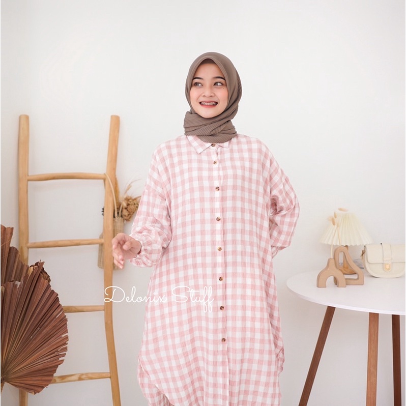 Gingham oversize tunik