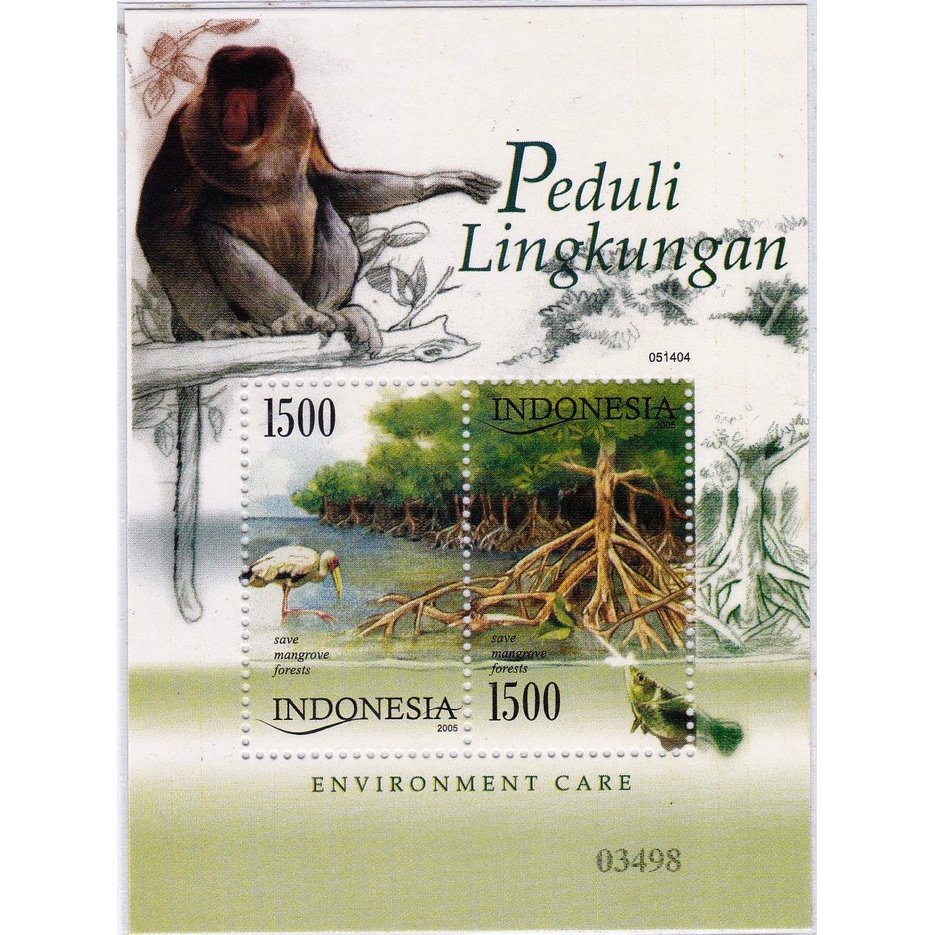 

Perangko Indonesia 2005 Mangrove Bangau Bekantan Souvenir Sheet MNH