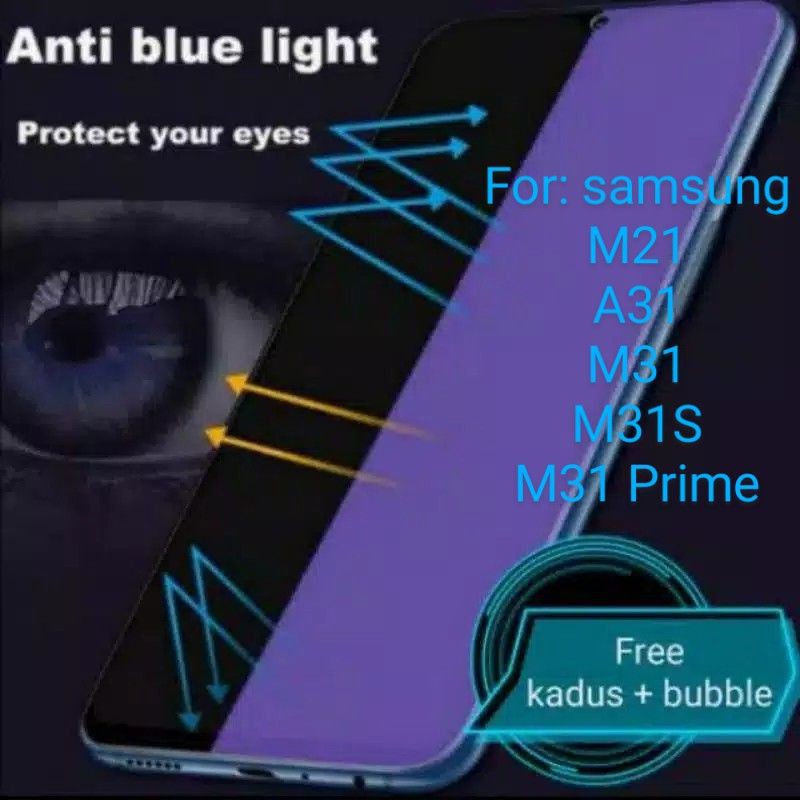 Samsung M21 A31 M31 S Prime Antigores Tempered Glass Anti Blue light Screen Guard protector TG