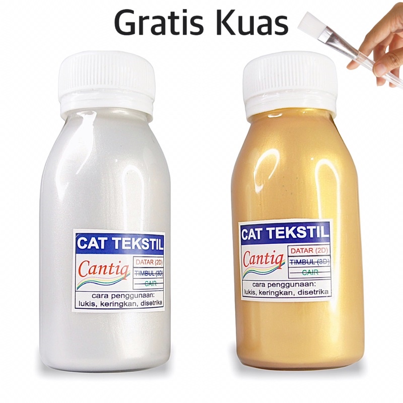 

Cat Tekstil Cantiq Gold & Silver (80ml) Premium Awet Tidak Luntur Waterproof Permanen memberi kesan mewah & elegan waterbase untuk semua jenis kain Sutra Satin Brokat Suede Ceruty Sifon Kanvas Katun Organdi Emas Perak by Ganzel Store