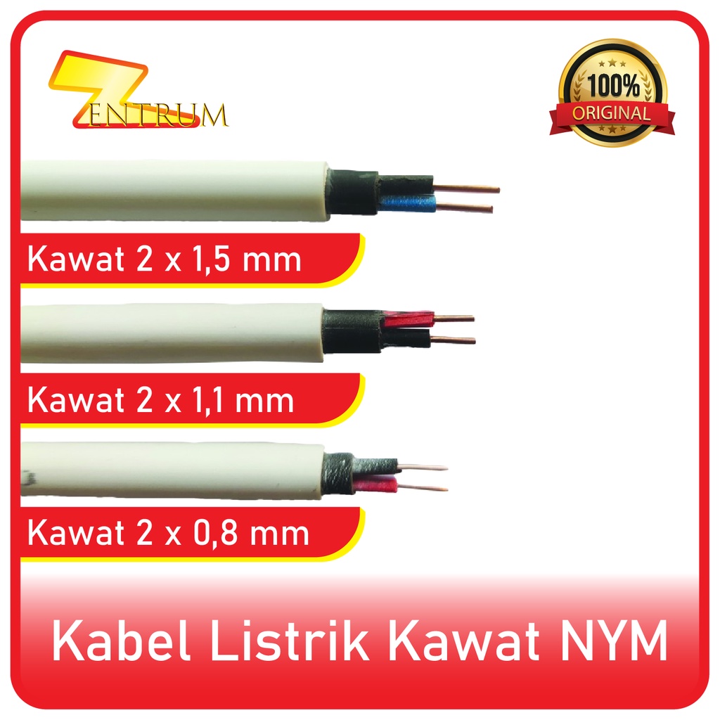 KABEL LISTRIK KAWAT NYM 2 x 1.5 (50 Meter)