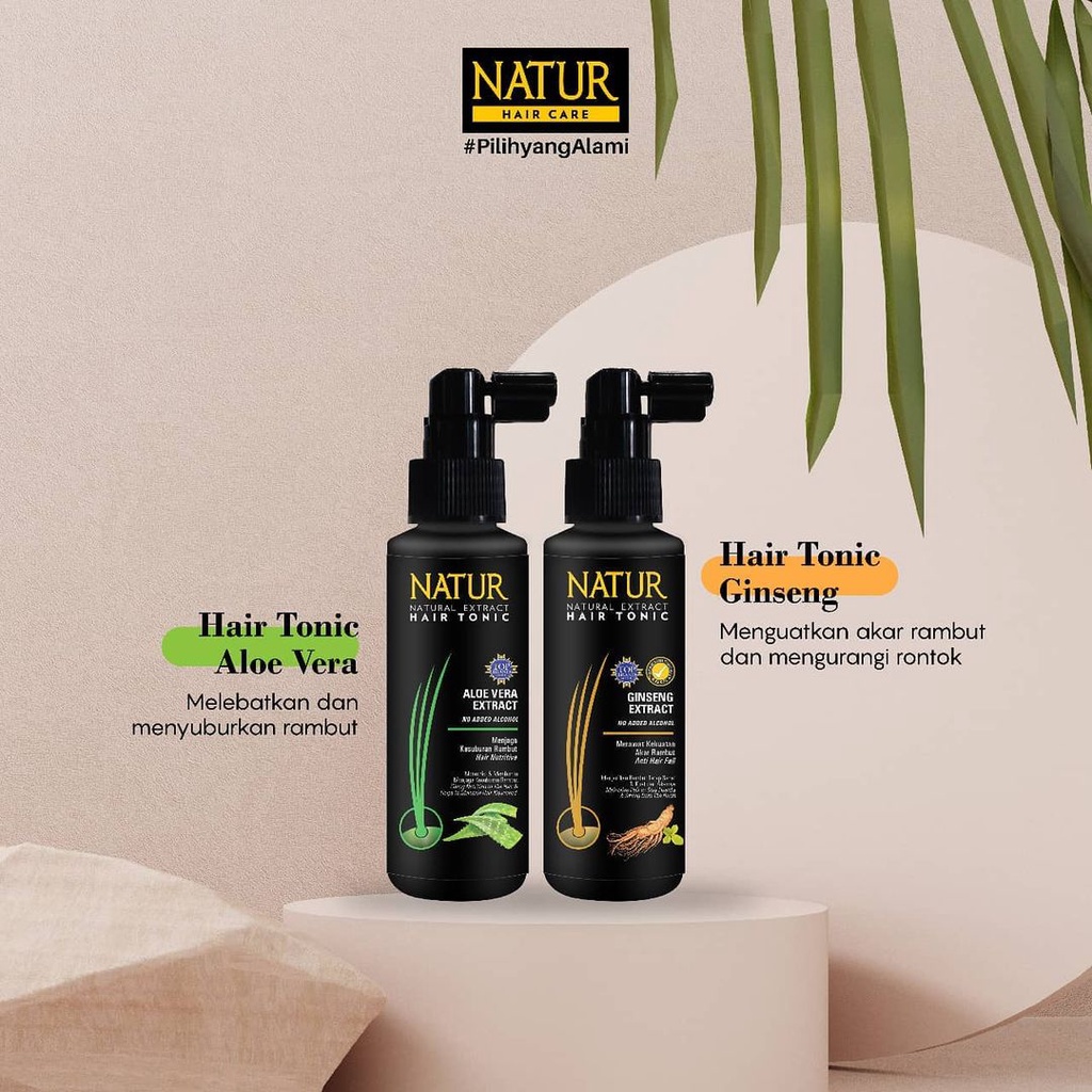 NATUR Hair Tonic Ginseng 50ML | Hairtonik Perawatan Rambut Rontok &amp; Kuat