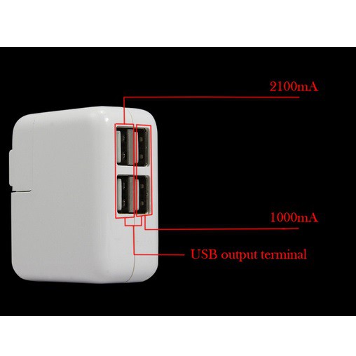USB Charger 4 Ports USB Charger USB Charger with LED Charging Display 4 Port - Putih - 63922