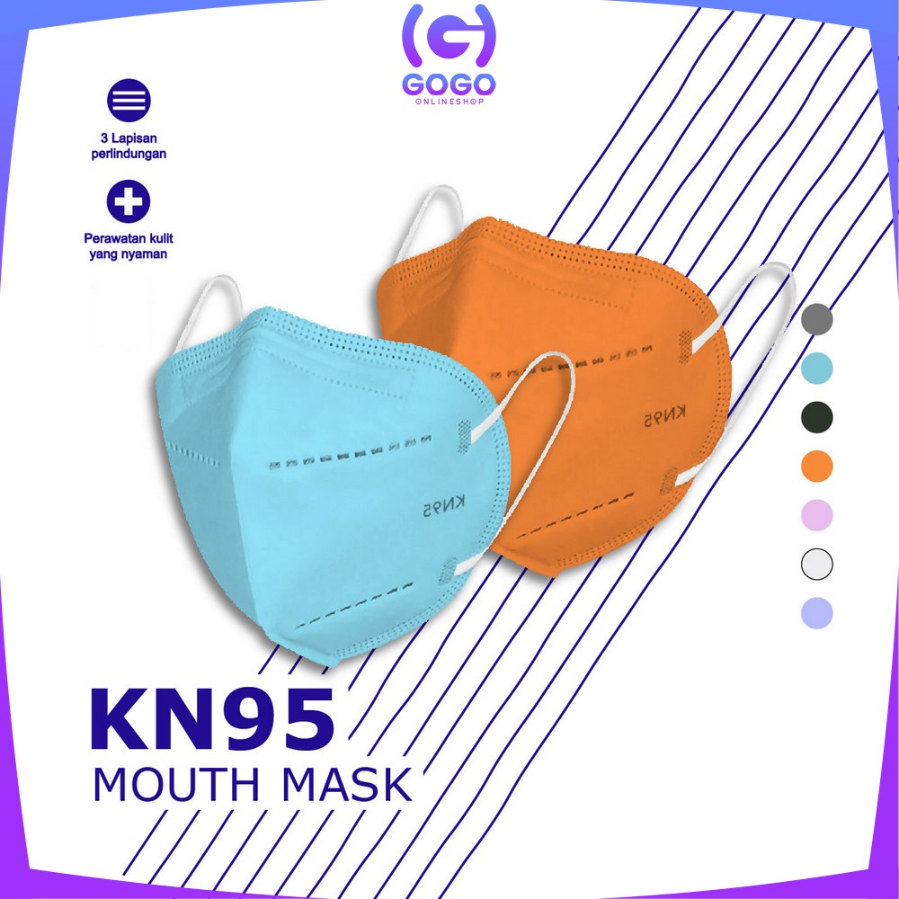 GOGO-C279 Masker KN95 5 Ply Isi 10Pcs Disposable Mask Facemask Masker Earloop Masker Kesehatan Medis