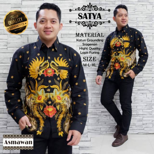 Kemeja Batik Lengan Panjang Batik Lapis Furing SATYA Baju Batik Model Terbaru