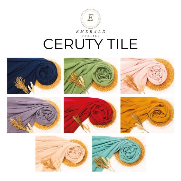 SETENGAH METER Kain Sifon Ceruty Tile Premium - Deep Silver ( HARGA PER 50cm KAIN )