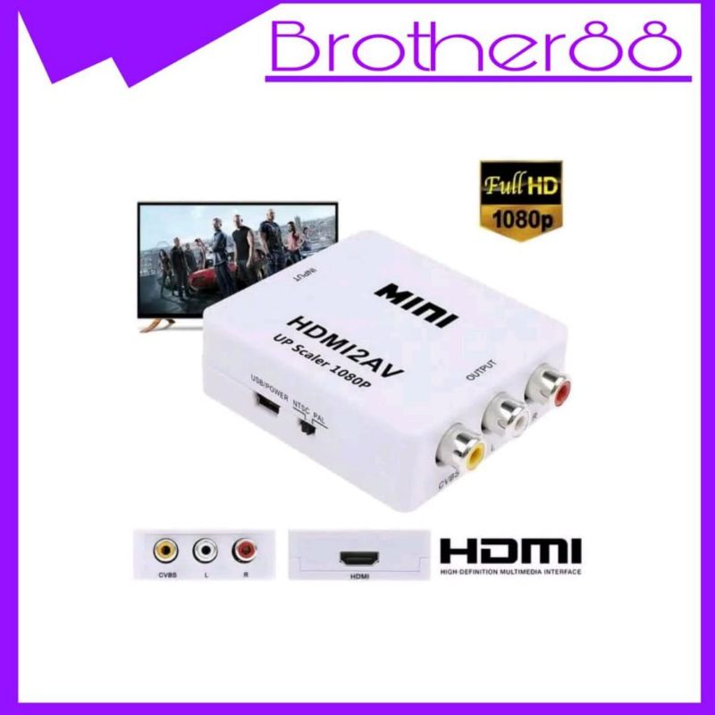 HDMI TO AV RCA CONVERTER KONEKTOR ADAPTER MINI