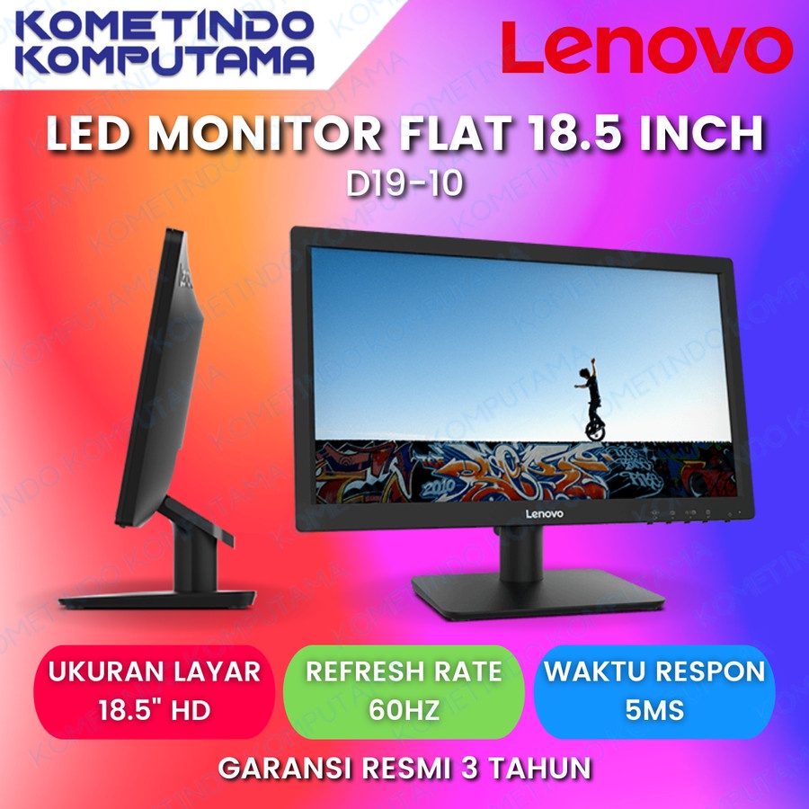 Lenovo D19-10 18.5&quot; LED Monitor FLAT HD 60HZ VGA HDMI GARANSI RESMI 18.5 inch