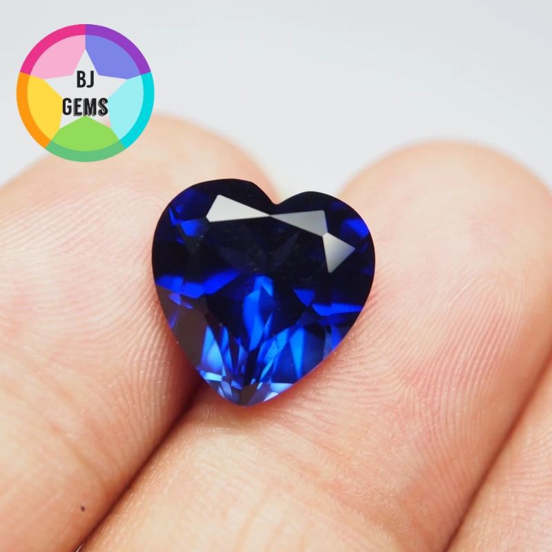 9 MM Permata Safir Corundum Syntetic Bentuk Hati Heart Shape 9Mohs