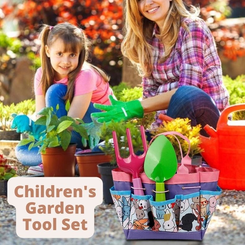 INSTAN Children's Garden Tools Alat Set Mini Berkebun Sekop Garpu Cangkul Taman Kebun Tanaman Kids C