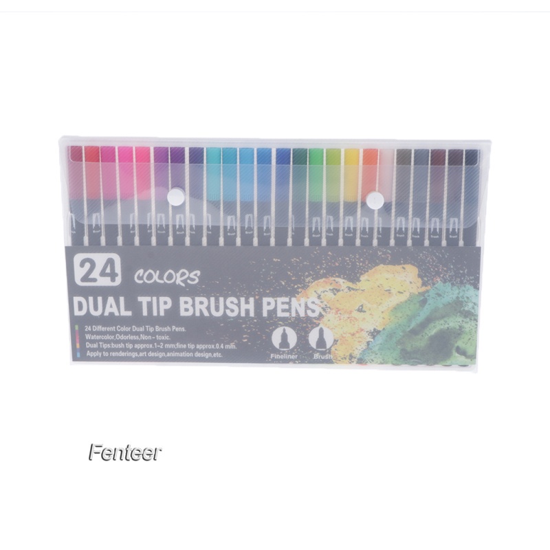 Fenteer] 24 36 60 100 120 Pens Set Watercolor Brush Pens Dual Tip Art Marker Non-Toxic | Shopee Indonesia