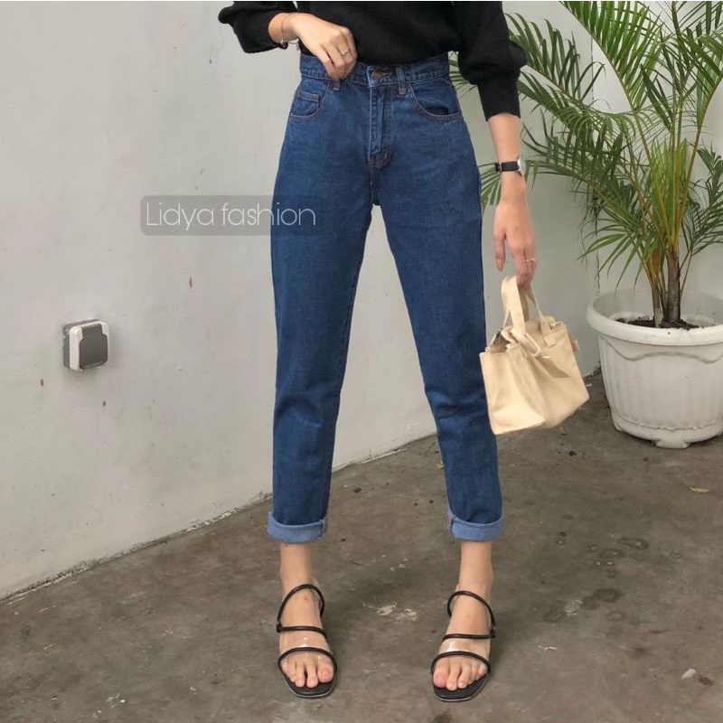 CELANA BOYFRIEND JEANS WANITA POLOS