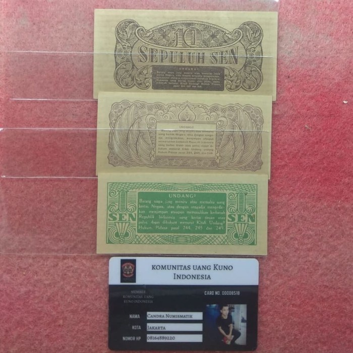 KUNO-UANG- UANG KERTAS KUNO INDONESIA SET ORI SEN TAHUN 1945 -UANG-KUNO.