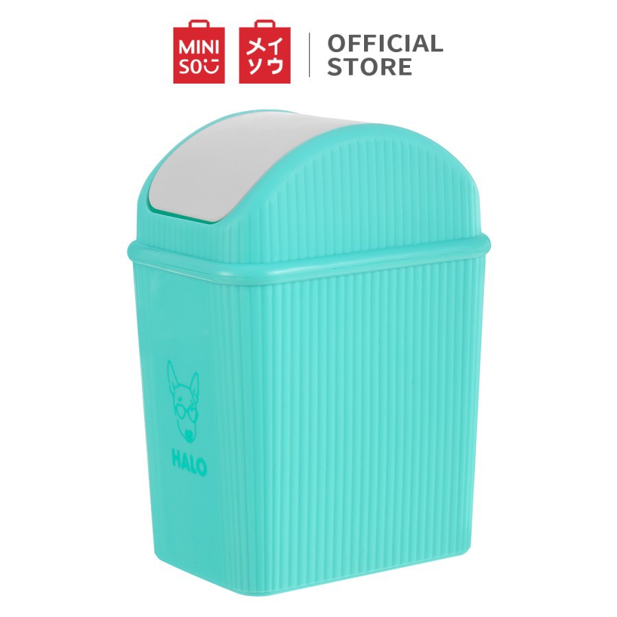 MINISO Tempat Sampah Meja Tong Sampah Lucu Dengan Penutup Mini Plastik