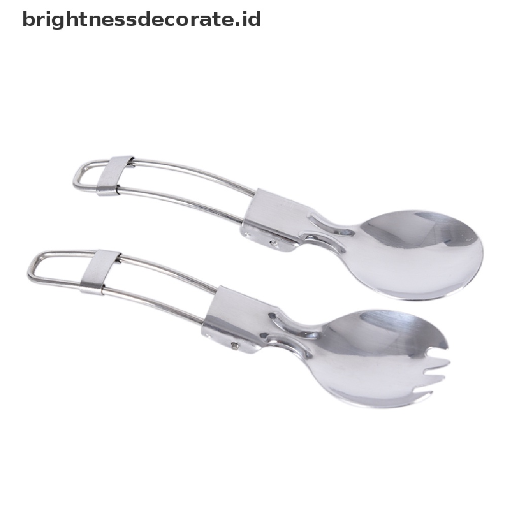 [birth] Folded Spoon Spork Outdoor Tableware Camping Cookware Folded Flatware For Picnic  [ID]