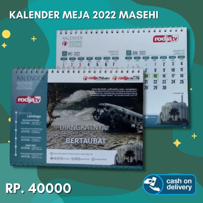 

Kalender Meja 2022 Rodja Tahun Baru Islam Masehi Kantor Praktis