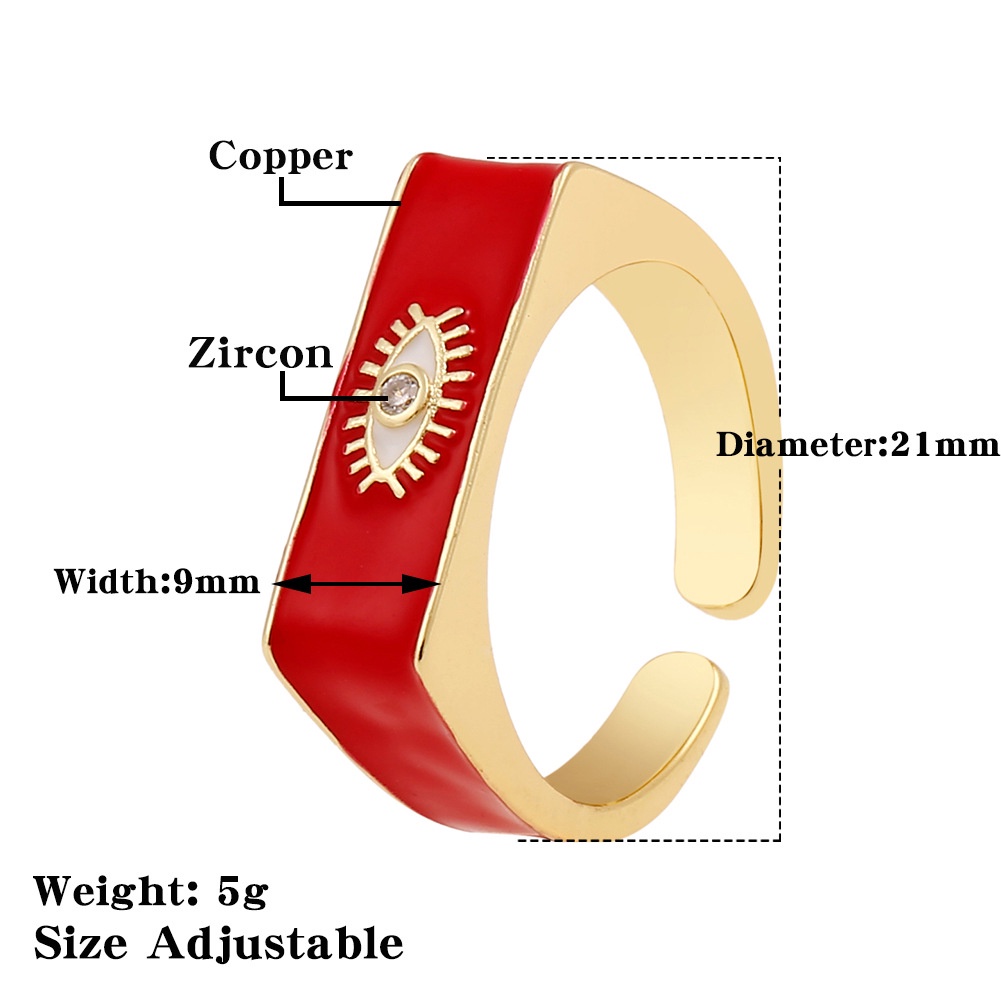 Eropa dan Amerika baru minyak menetes perhiasan tangan mata jahat desain pembukaan cincin adjustable