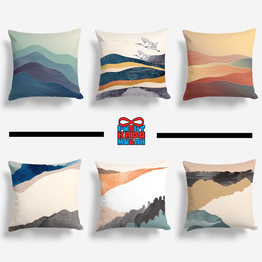 Bantal Sofa Print Motif Japanese Japan Hokkaido Art Design 40x40 cm - Pusat Kado Murah