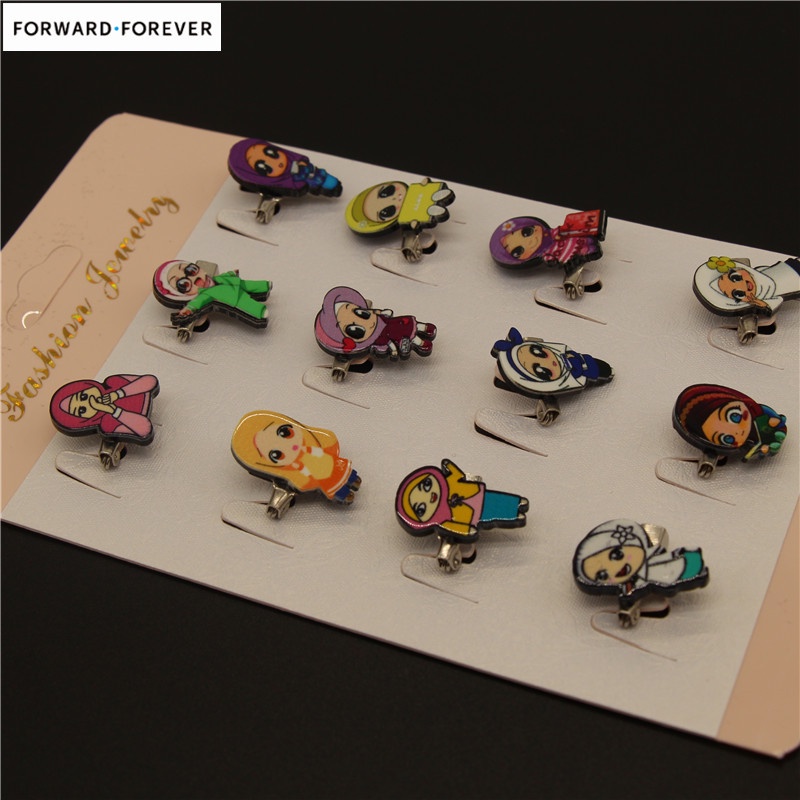 12pcs cartoon character cute personality creative badge coat brooch