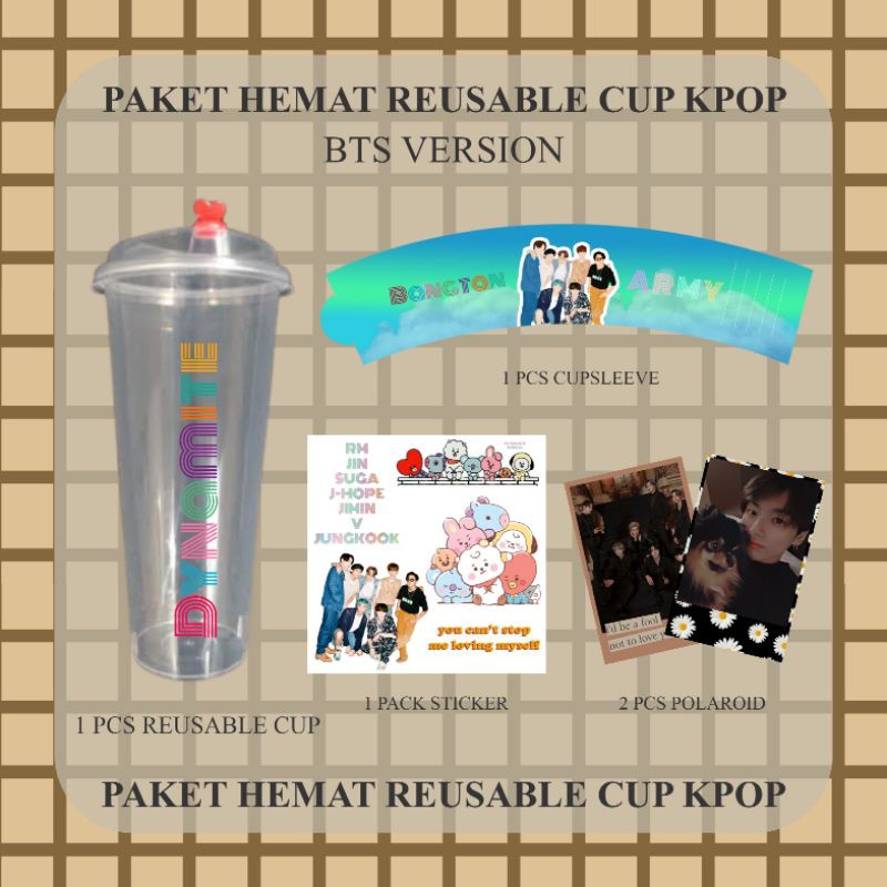 PAKET REUSABLE CUP KPOP PALING MURAH ( BTS, BLACKPINK, NCT, TREASURE, THE BOYZ, ENHYPEN )