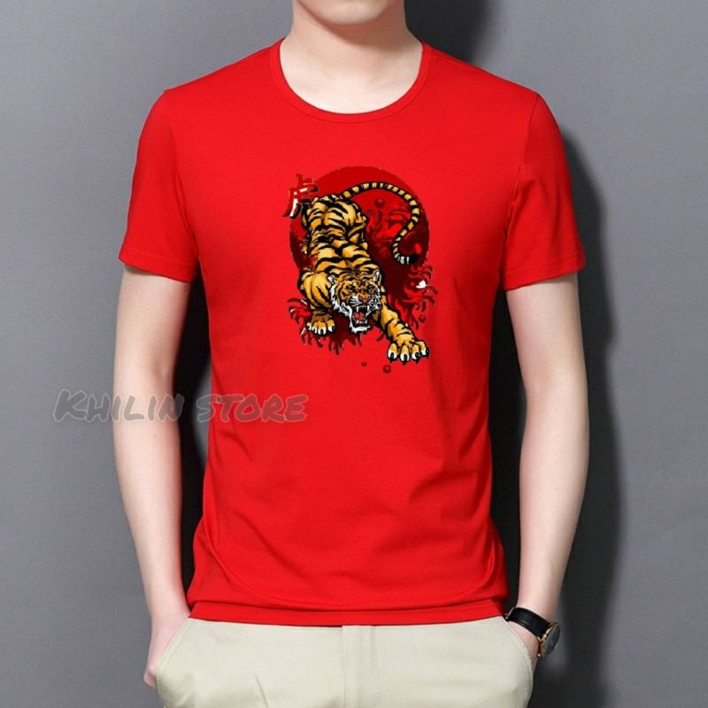 Baju kaos pria Tiger distro Tshirt lelaki lengan pendek kaos oblong cowok atasan pria Cod