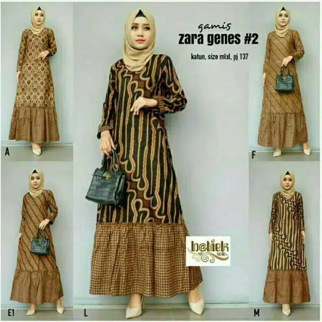 Gamis Zara Genes #2 Busana Batik Wanita Muslimah Seragam Murah