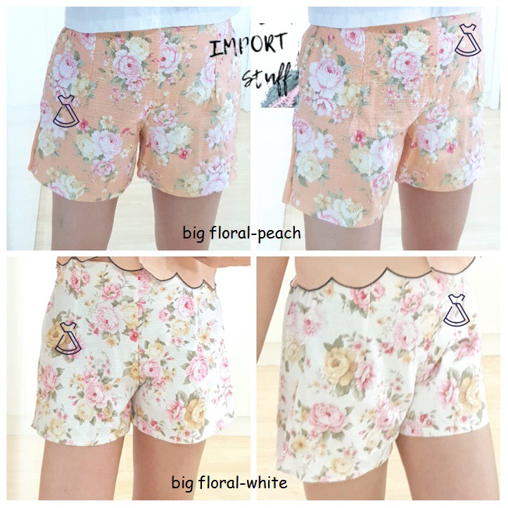 CK40 - celana pendek wanita celana lucu motif floral import bangkok murah