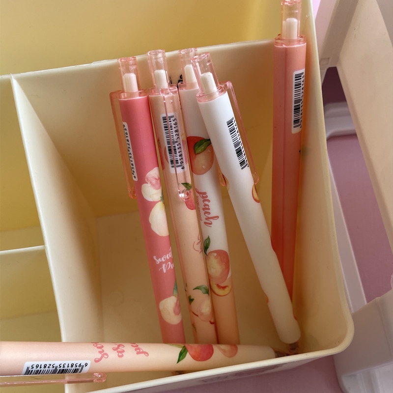 3pcs Peach Motif Gel Pens For School / Office Signature