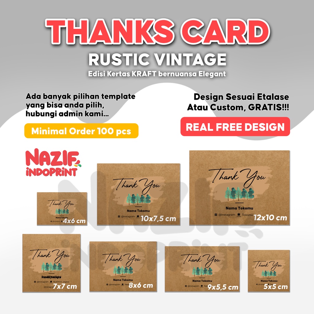 

Thanks Card Custom Design Sesukamu / Thank You Card Olshop / Kartu Ucapan Terimakasih / Souvenir Pernikahan / Gift Card Murah Berkualitas